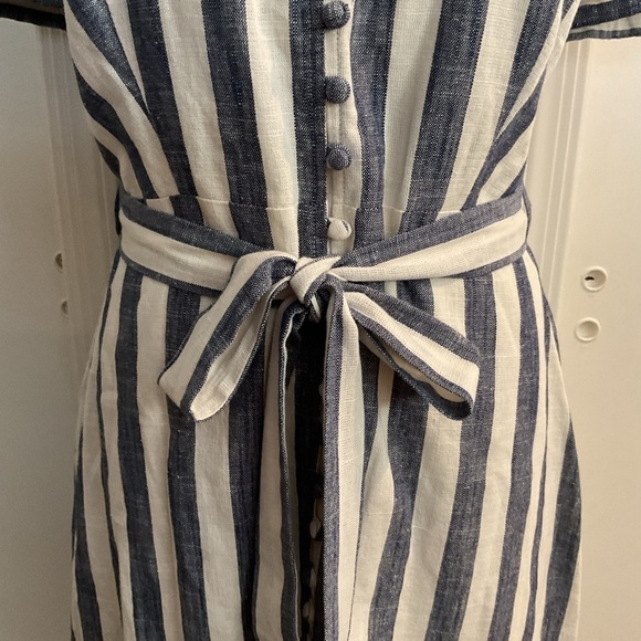 🔷 Button Up Wide Striped Mini Dress - Picture 4 of 7